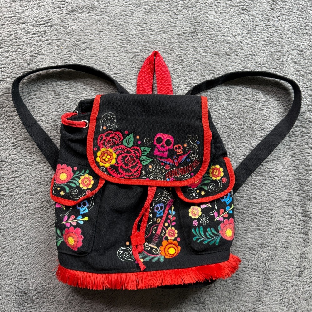 Disney Pixar Coco Bag Mini Backpack Remember Day of The Dead Floral Embroidered